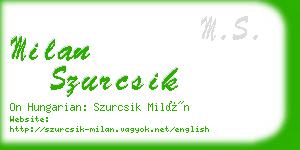 milan szurcsik business card